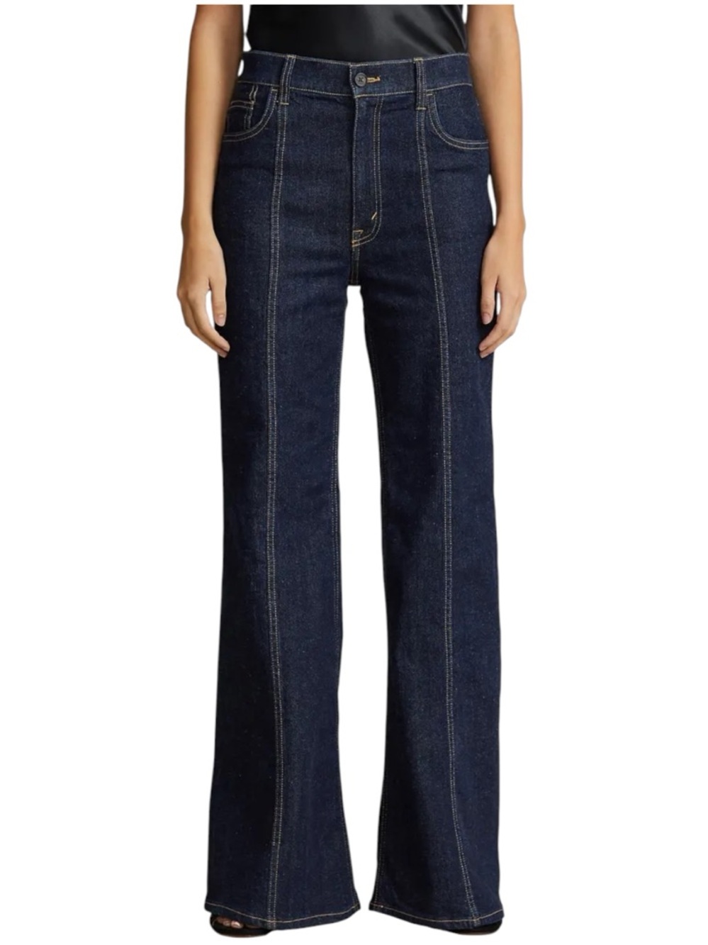 Polo Ralph Lauren High Rise Flared Jeans Dark Wash Seam Detail Size 0 XS